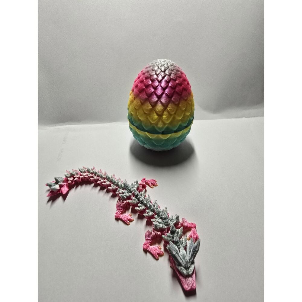 3D Printed Dragon in Egg Multi Color Articulated Dragon 5"